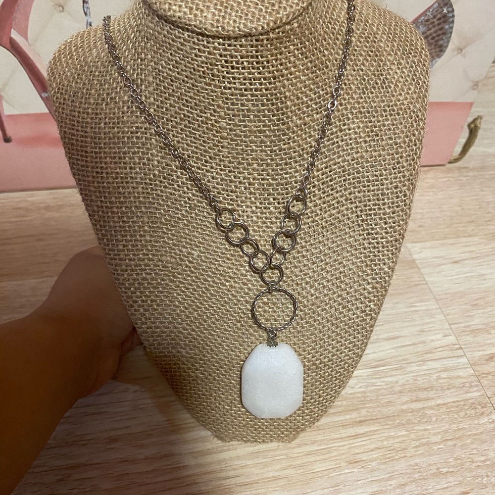 Long White pendant necklace